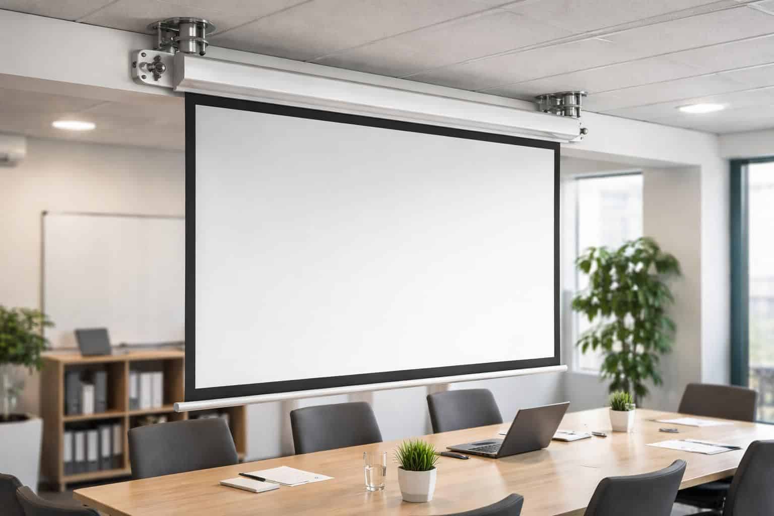 assurez la sécurité en entreprise grâce à une fixation conforme de votre écran de projection. guide pratique pour allier stabilité et respect des normes.