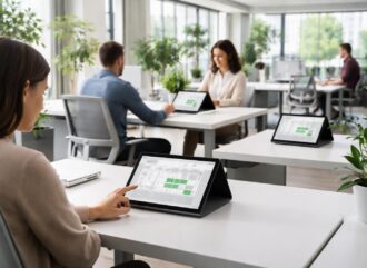 découvrez nos tablettes tactiles bureaux flex, la solution simple et efficace pour réserver un poste de travail en toute flexibilité.