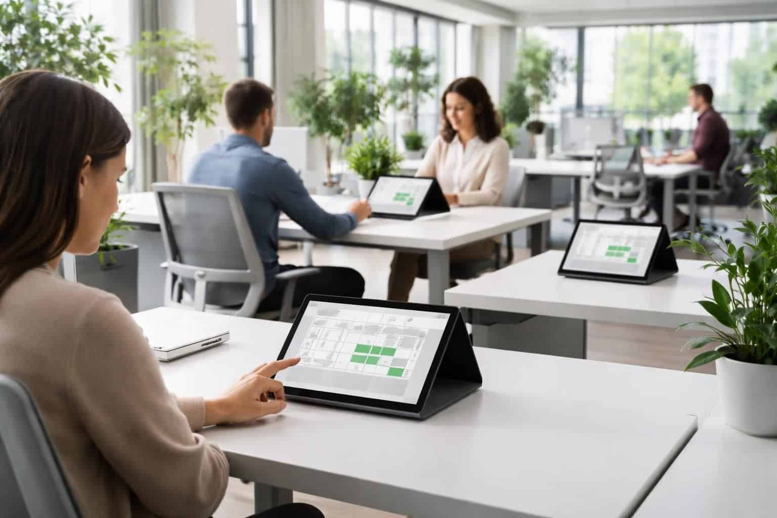 découvrez nos tablettes tactiles bureaux flex, la solution simple et efficace pour réserver un poste de travail en toute flexibilité.