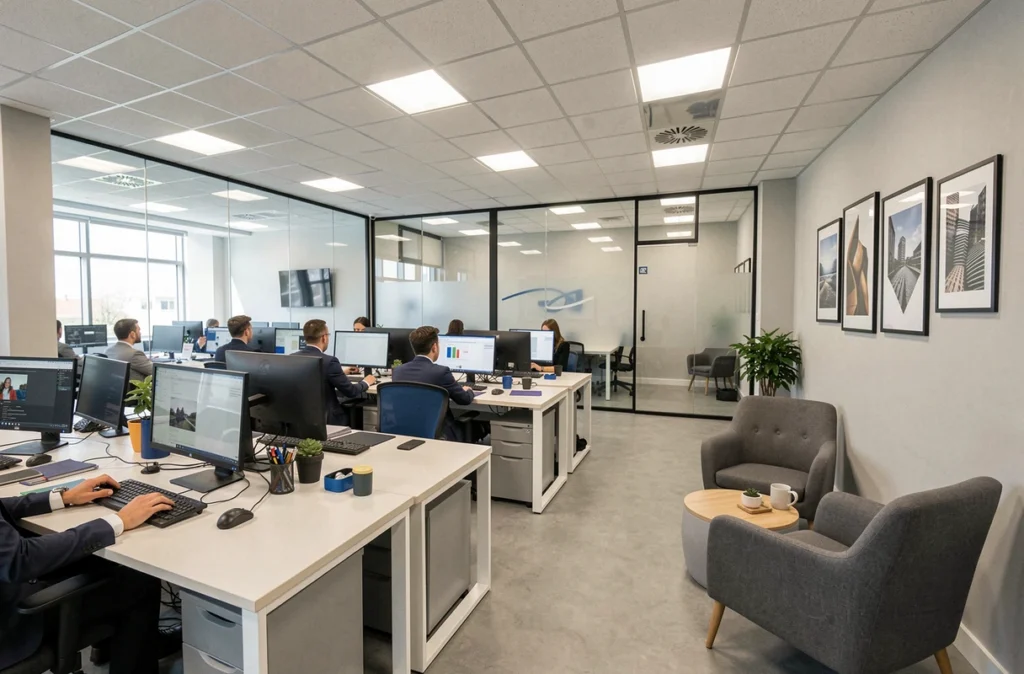Cap Horn centre d'affaires et coworking en Essonne avec des bureaux modernes, une salle de réunion en verre et un espace networking
